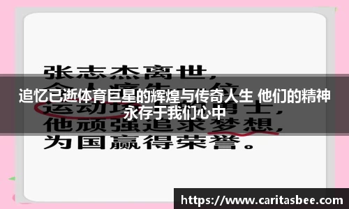 追忆已逝体育巨星的辉煌与传奇人生 他们的精神永存于我们心中